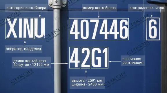 Маркировка — коды размера и типа морского контейнера